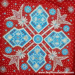 Buy Red and Sky Blue Rumala Sahib (Hand Embroidery)