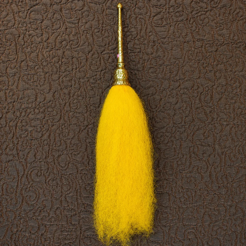 Premium Golden Handle Yellow Chaur Sahib (Traditional Yak Hair Fly Whisk)