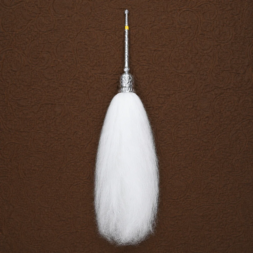 Premium Silver Handle Chaur Sahib (White Yak Hair Fly Whisk)