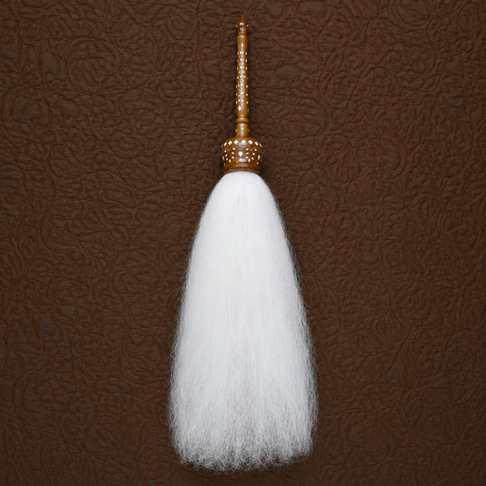 Handcrafted Wooden Chaur Sahib with White Yak Hair