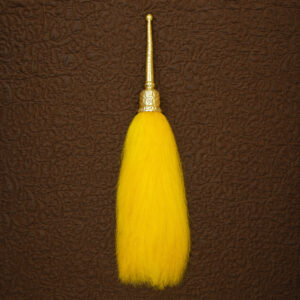 Premium Yellow Chaur Sahib with Golden Engraved Handle