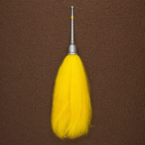 Decorative Yellow Chaur Sahib with Silver-Finish Handle